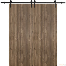 Load image into Gallery viewer, Planum 0010 Walnut Double Barn Door and Black Rail