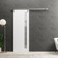 Planum 0660 Painted White Barn Door with Frosted Glass and Silver Rail