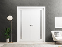 Load image into Gallery viewer, Planum 0660 Painted White Barn Door Slab with Frosted Glass