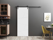 Load image into Gallery viewer, Planum 0990 Painted White Matte Barn Door and Black Rail