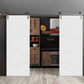 Planum 0990 Painted White Matte Double Barn Door and Silver Rail