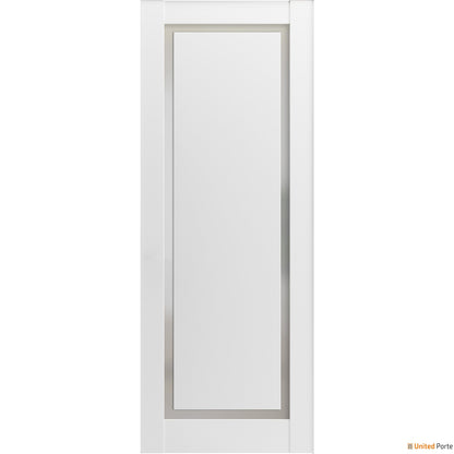 Planum 0888 Painted White Barn Door Slab with Frosted Glass