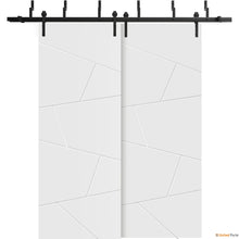 Load image into Gallery viewer, Planum 0990 Painted White Matte Double Barn Door and Black Bypass Rail