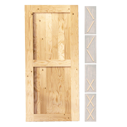 80" Height 5-in-1 Design Unassembled & Unfinished Pine Wood Barn Door - Frame