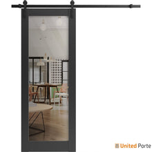 Load image into Gallery viewer, Lucia 2166 Matte Black Barn Door with Clear Glass and Black Rail