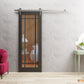 Lucia 2266 Matte Black Barn Door with Clear Glass and Silver Rail