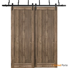 Load image into Gallery viewer, Quadro 4111 Walnut Double Barn Door and Black Bypass Rail