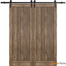 Load image into Gallery viewer, Quadro 4111 Walnut Double Barn Door and Black Rail