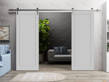 Load image into Gallery viewer, Quadro 4111 Matte Grey Double Barn Door and Silver Rail