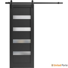 Load image into Gallery viewer, Quadro 4113 Matte Black Barn Door with Frosted Opaque Glass and Black Rail