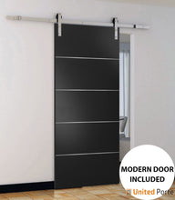 Load image into Gallery viewer, Planum 0020 Matte Black Barn Door and Silver Rail