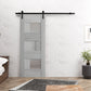 Sete 6933 Light Grey Oak Barn Door with Frosted Glass and Black Rail