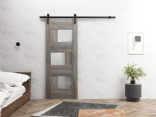 Load image into Gallery viewer, Sete 6933 Nebraska Grey Barn Door with Frosted Glass and Black Rail