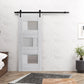 Sete 6933 Nordic White Barn Door with Frosted Glass and Black Rail