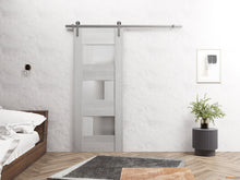 Load image into Gallery viewer, Sete 6933 Light Grey Oak Barn Door with Frosted Glass and Silver Rail
