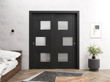 Load image into Gallery viewer, Sete 6933 Matte Black Barn Door Slab with Frosted Glass