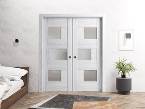 Sete 6933 Nordic White Barn Door Slab with Frosted Glass
