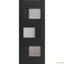 Load image into Gallery viewer, Sete 6933 Matte Black Barn Door Slab with Frosted Glass