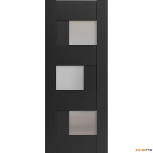 Sete 6933 Matte Black Barn Door Slab with Frosted Glass