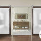 Planum 2102 Chocolate Ash Double Barn Door with Frosted Glass and Silver Rail