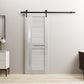 Veregio 7288 Light Grey Oak Barn Door with Frosted Glass and Black Rail