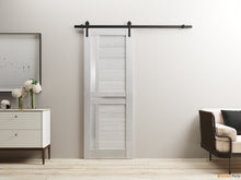 Load image into Gallery viewer, Veregio 7288 Light Grey Oak Barn Door with Frosted Glass and Black Rail