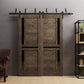 Veregio 7588 Cognac Oak Double Barn Door with Frosted Glass and Black Bypass Rail
