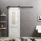 Lucia 8822 White Silk Barn Door with Frosted Glass and Black Rail