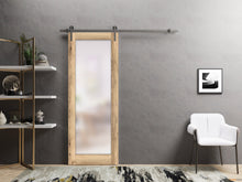 Load image into Gallery viewer, Planum 2102 Oak Barn Door with Frosted Glass and Silver Rail