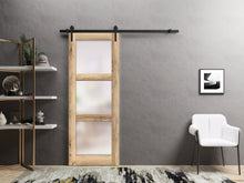 Load image into Gallery viewer, Lucia 2552 Oak Barn Door with Frosted Glass and Black Rail