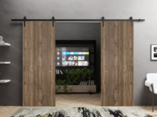 Load image into Gallery viewer, Planum 0010 Walnut Double Barn Door and Black Rail
