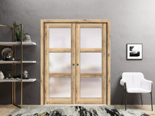 Load image into Gallery viewer, Lucia 2552 Oak Barn Door Slab with Frosted Glass