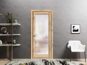Planum 2102 Oak Barn Door Slab with Frosted Glass