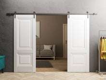 Load image into Gallery viewer, Lucia 8831 White Silk Double Barn Door and Silver Rail