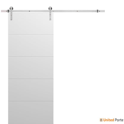 Planum 0770 Painted White Matte Barn Door and Silver Rail