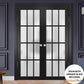 Felicia 3312 Black Matte Barn Door Slab with 12 Lites Frosted Glass