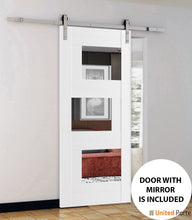 Load image into Gallery viewer, Sete 6999 White Silk Barn Door with Mirror and Silver Rail