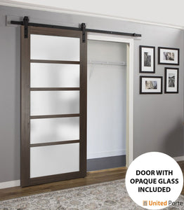 Quadro 4002 Chocolate Ash Barn Door Slab with Frosted Glass