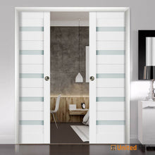 Load image into Gallery viewer, Quadro 4445 White Silk Barn Door Slab with Frosted Glass