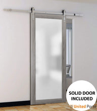Load image into Gallery viewer, Planum 2102 Ginger Ash Barn Door with Frosted Glass and Silver Rail