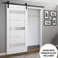 Quadro 4055 White Silk Barn Door with Frosted Opaque Glass and Black Rail