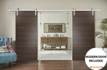 Load image into Gallery viewer, Planum 0010 Chocolate Ash Double Barn Door and Silver Rail