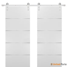 Load image into Gallery viewer, Planum 0020 White Silk Double Barn Door and Silver Rail