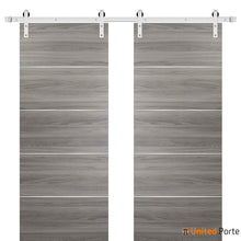 Load image into Gallery viewer, Planum 0020 Ginger Ash Double Barn Door and Silver Rail