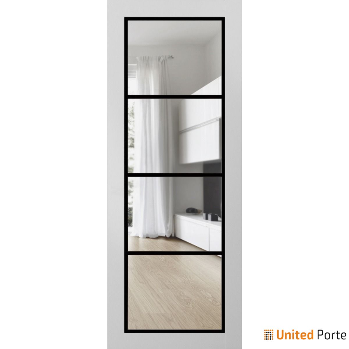 Lucia 2466 White Silk Barn Door Slab with Clear Glass