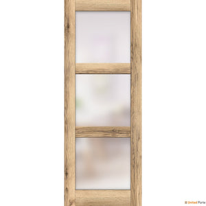 Lucia 2552 Oak Barn Door Slab with Frosted Glass