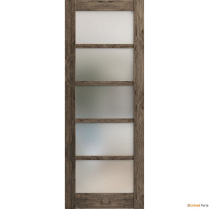 Quadro 4002 Cognac Oak Barn Door Slab with Frosted Glass