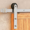 Non-Bypass Sliding Barn Door Hardware Kit - Straight Design Roller - Silver Finish