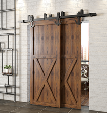 Load image into Gallery viewer, Double Track U-Shape Bypass Sliding Barn Door Hardware Kit - Anchor Design Roller