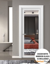 Load image into Gallery viewer, Lucia 1299 Matte White Barn Door Slab with Mirror Glass